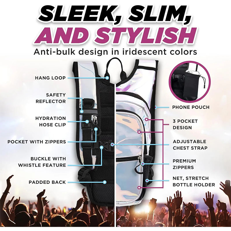 Custom Holographic Festival Hydration Pack factory