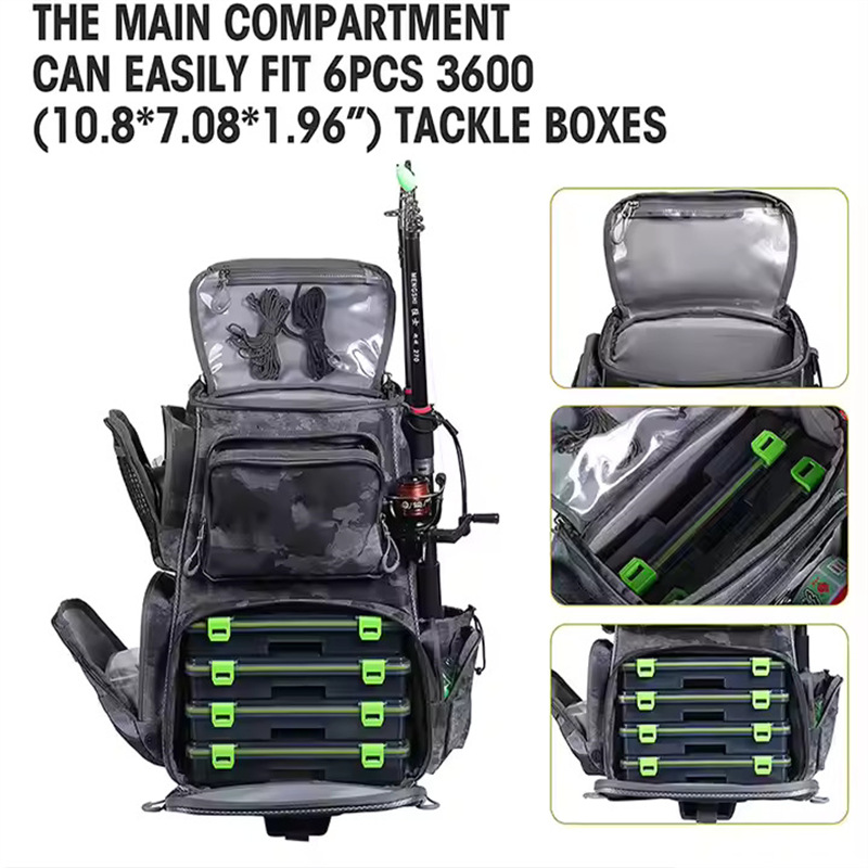 Waterproof fishing backpack with tackle boxes