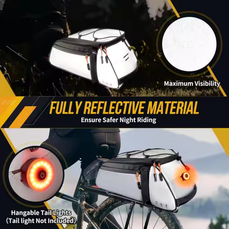 Reflective Strip Bike Rack Trunk Bag
