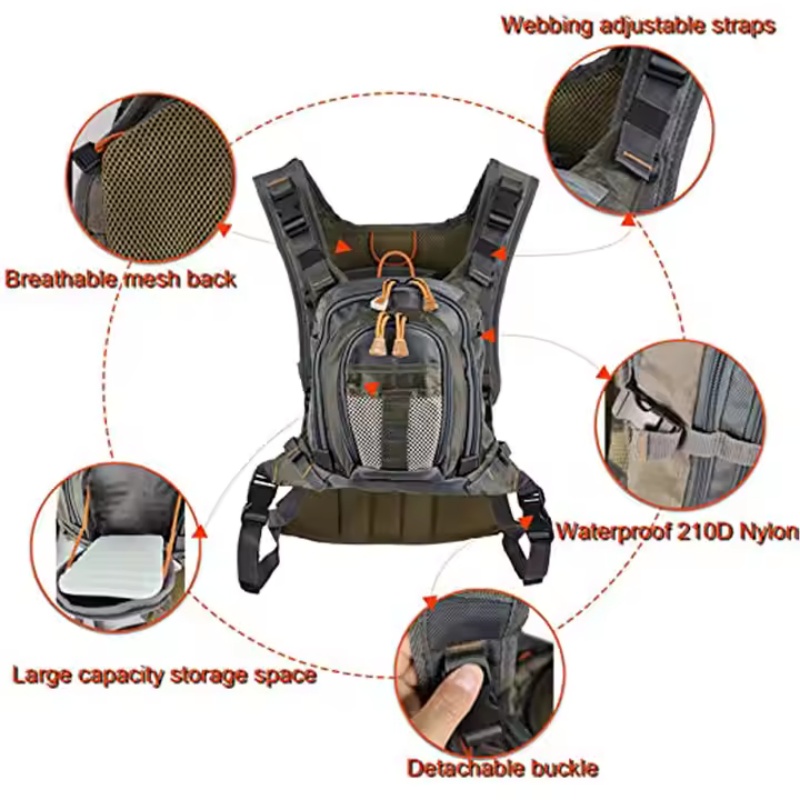 Wholesales Multi Pockets Fly Fishing Vest Backpack