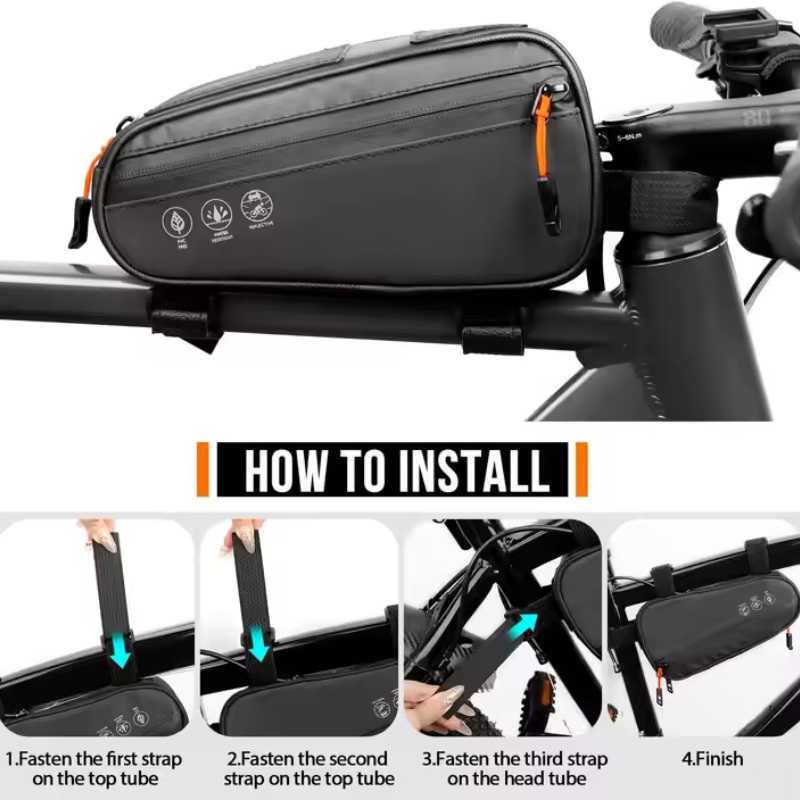 Triangle-shaped storage bag for bicycles