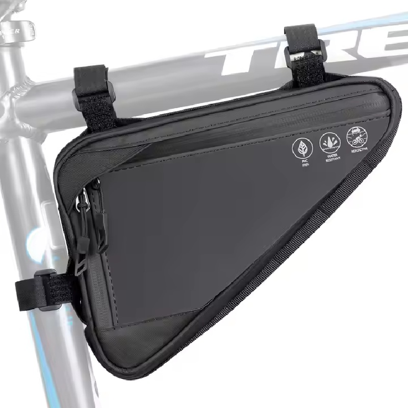 Bike frame pouch with water-resistant coating
