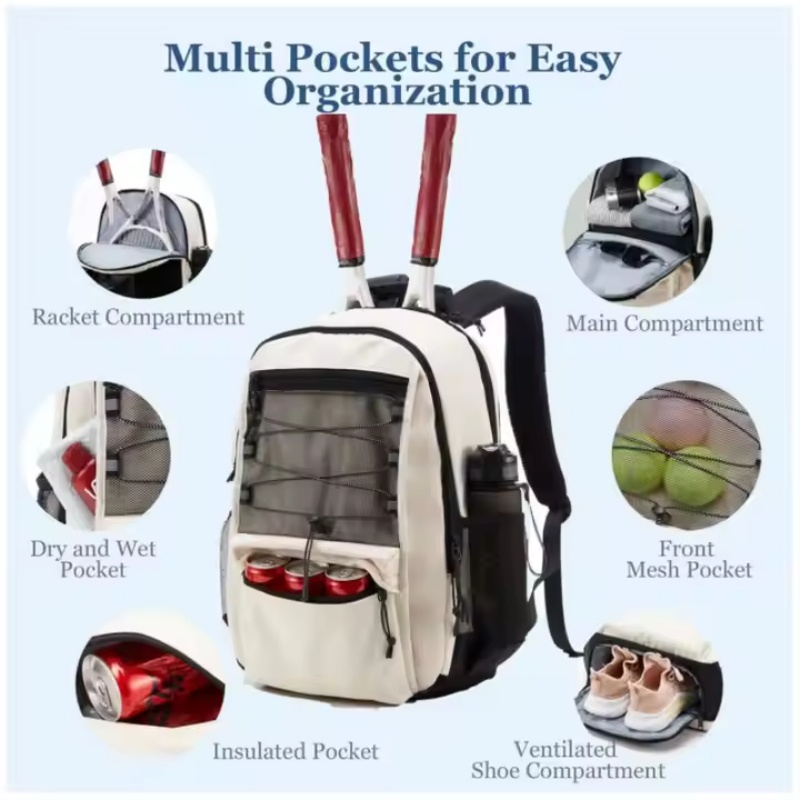 Sporty Travel Backpack with Racket Compartment
