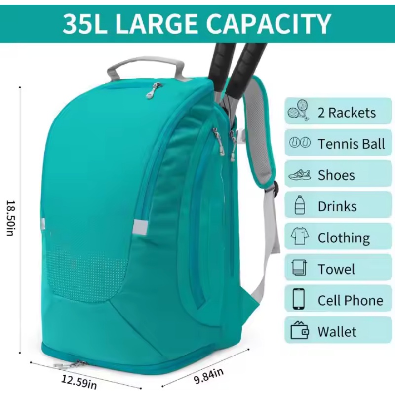 Kids 40L Tennis Racquet Bag for Badminton