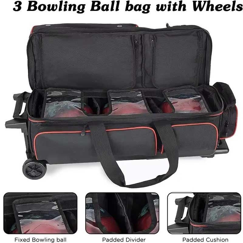 Sturdy Three-Ball Bag with Wheels